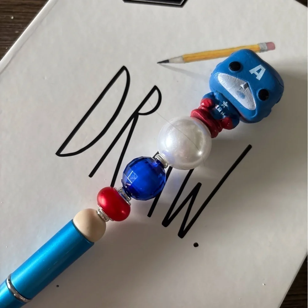 Marvel: Captain America handmade beaded pen